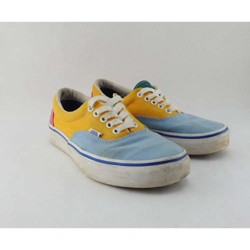 VANS  721356 Old School Shoes Sneakers Womens 8 Mens 6.5 Colorblock Canvas Blue - Picture 5 of 9